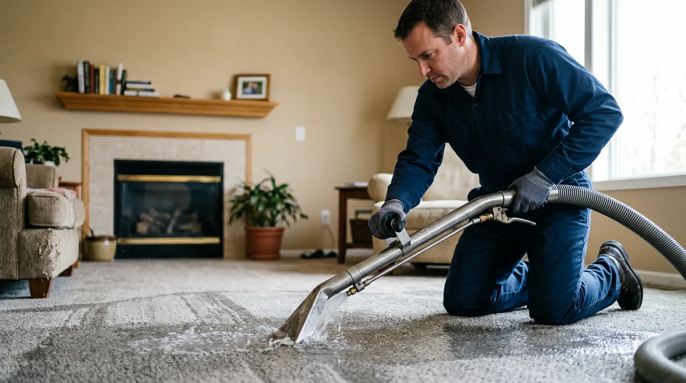 Water damage restoration technician working near Hostetter, PA